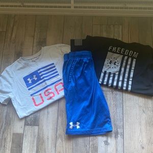 YXL under armour UA boys 4th of July America lot